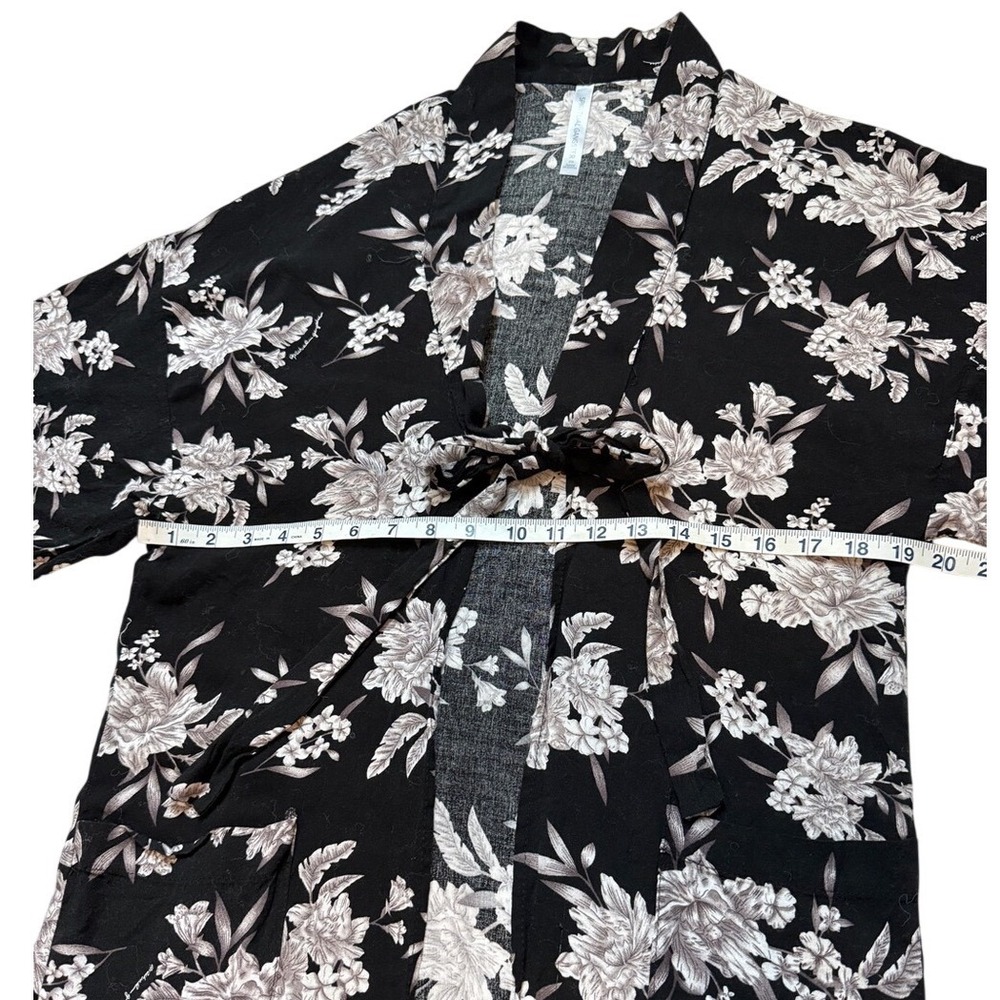 Spiritual Gangster Black White Floral Kimono Duster Cardigan OS Boho Fairy - Picture 3 of 9